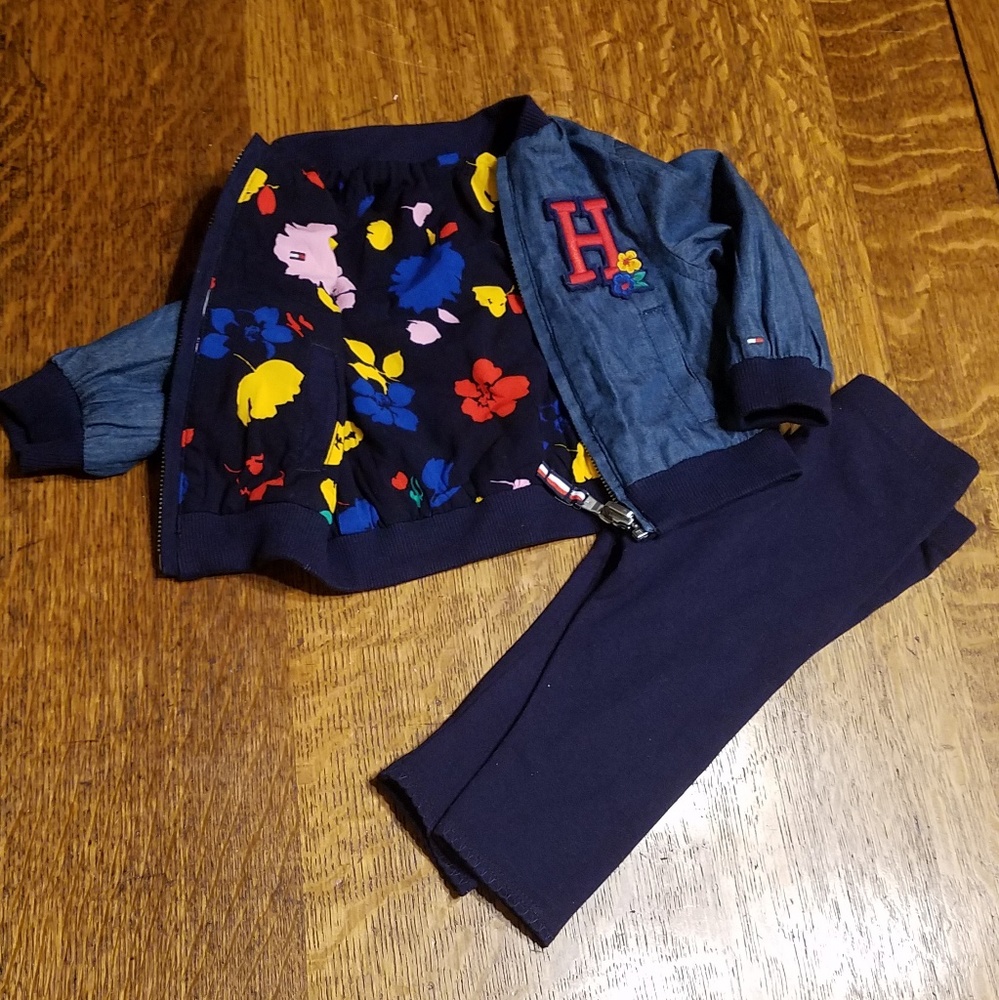 Tommy Hilfiger girl reversible jacket & pant 6-9M